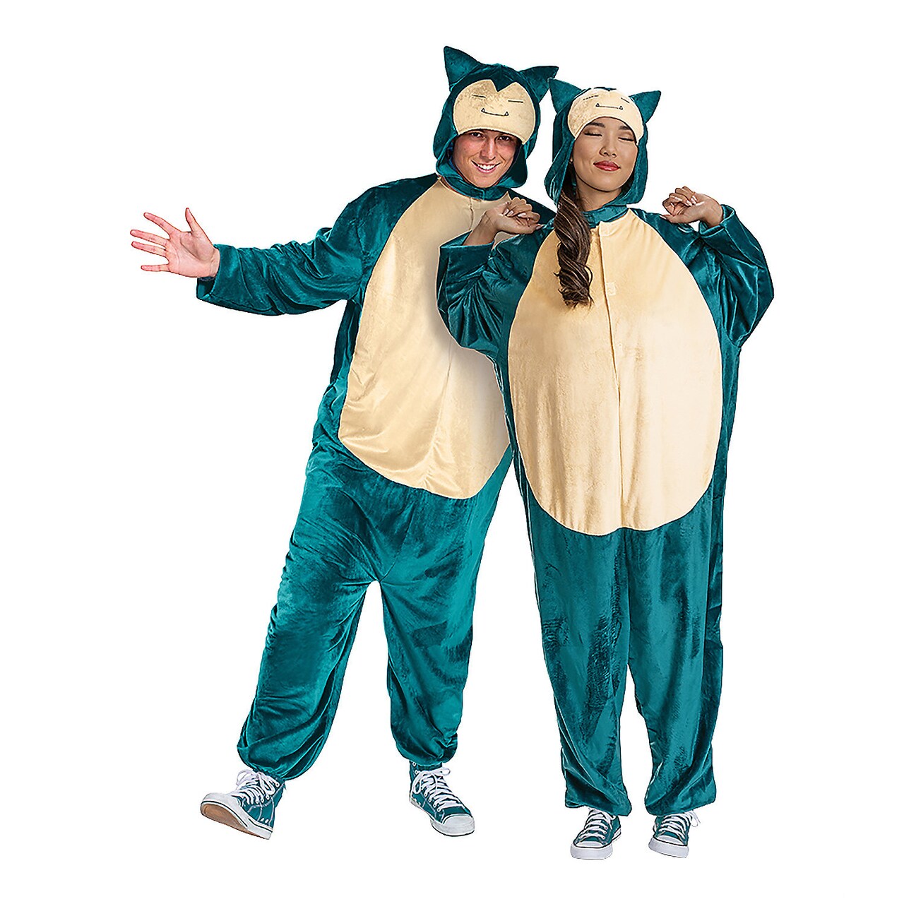 Adults Classic Pokemon Snorlax Costume Teal Blue Jumpsuit With Hood